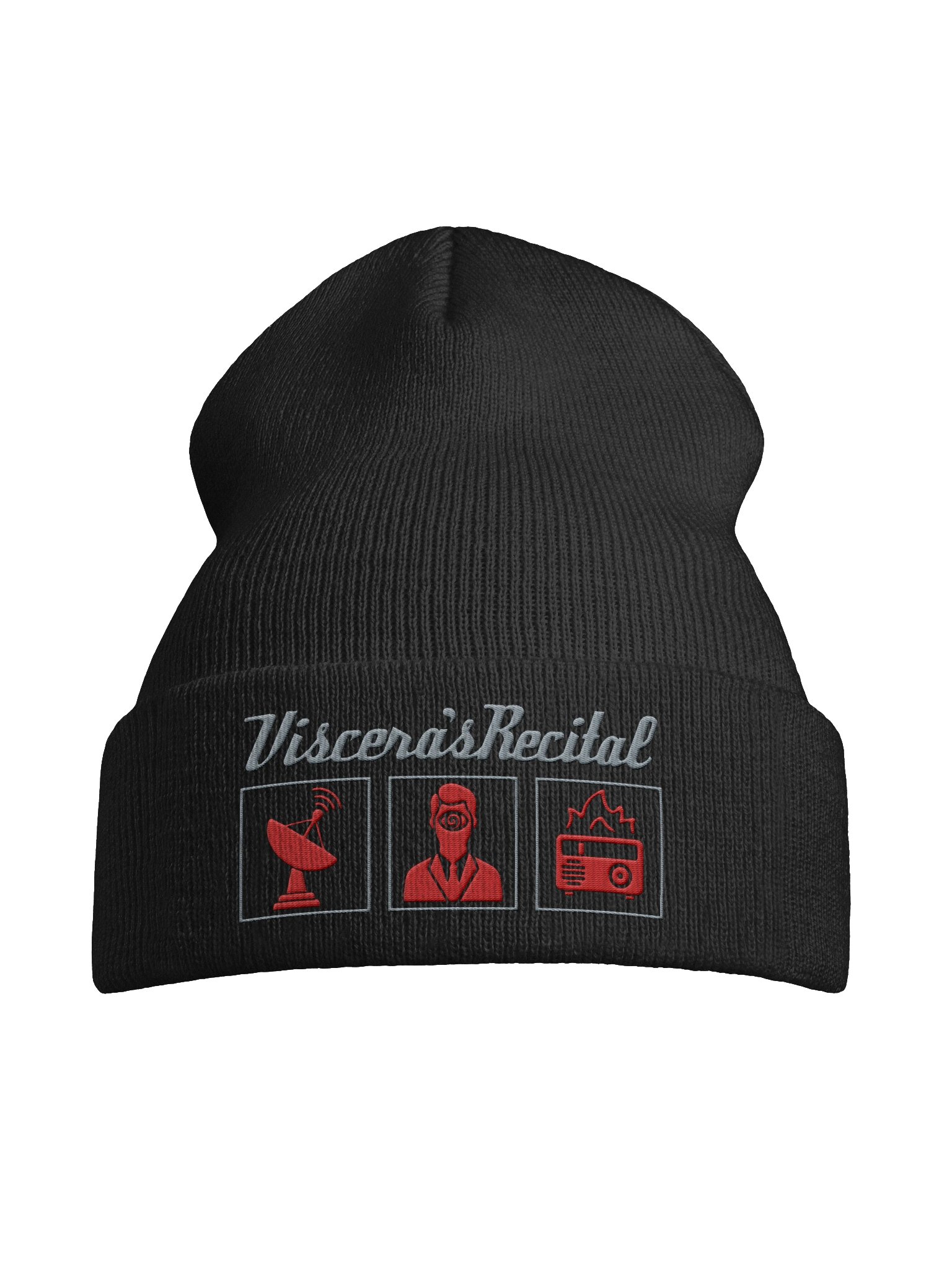Viscera's Recital Embroidered Beanie - Grey & Red product image (7)