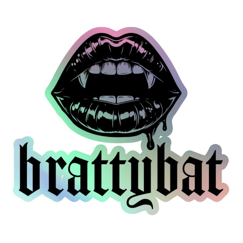 brattybat holographic logo sticker - black product image (1)