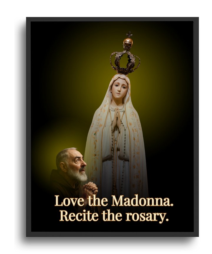 Love the Madonna, Recite the Rosary – Digital Catholic Art Print | Our Lady of Fatima & Padre Pio | Instant Download for Prayer Room, Christian Home Decor product image (1)