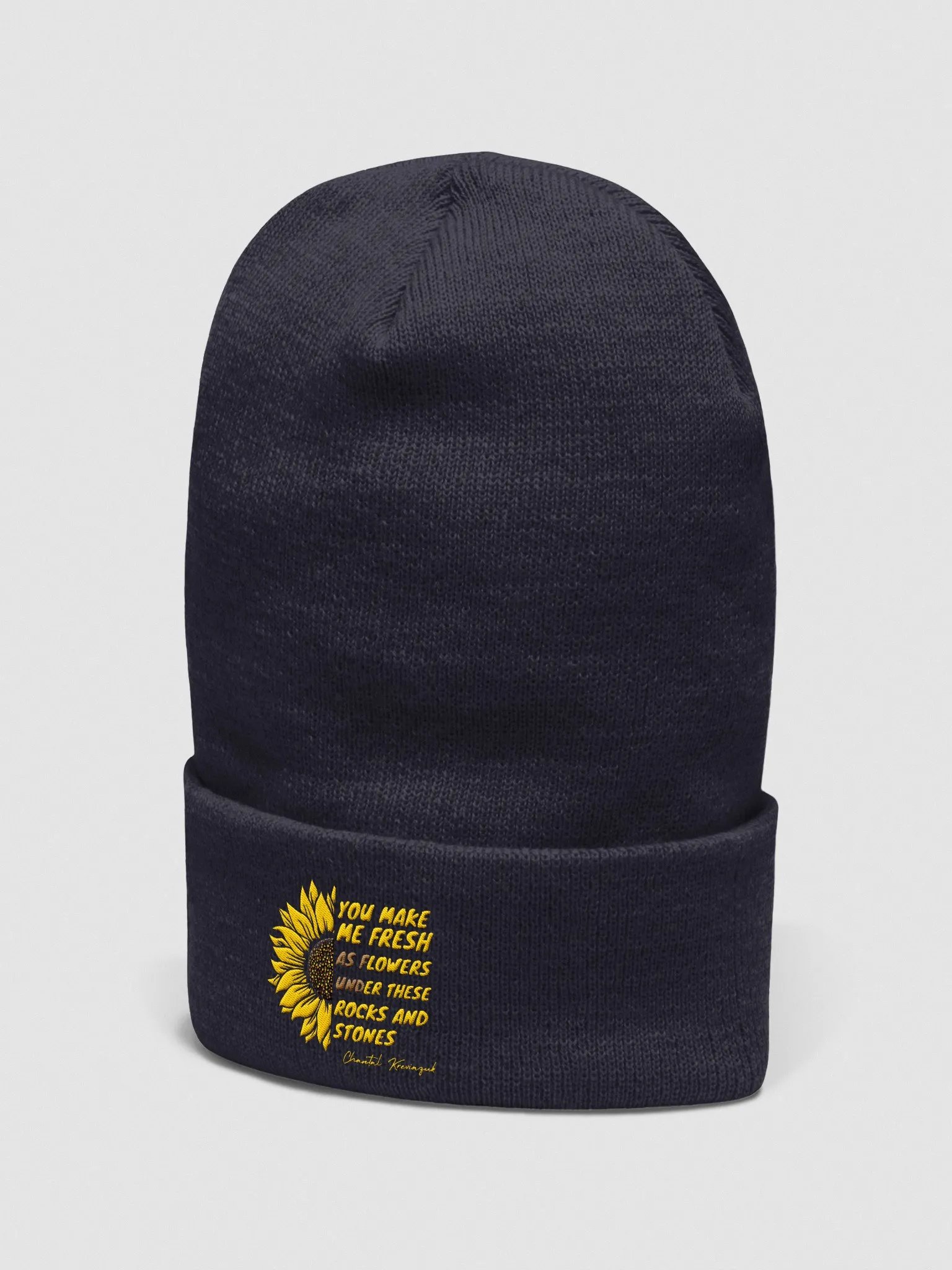 UNDER THESE ROCKS AND STONES SUNFLOWER EMBROIDERED BEANIE product image (22)
