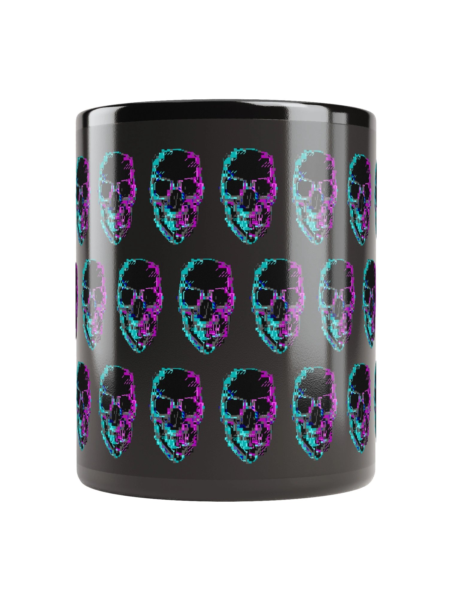 Cyberpunk ASCII Glitch Skull Mug product image (10)