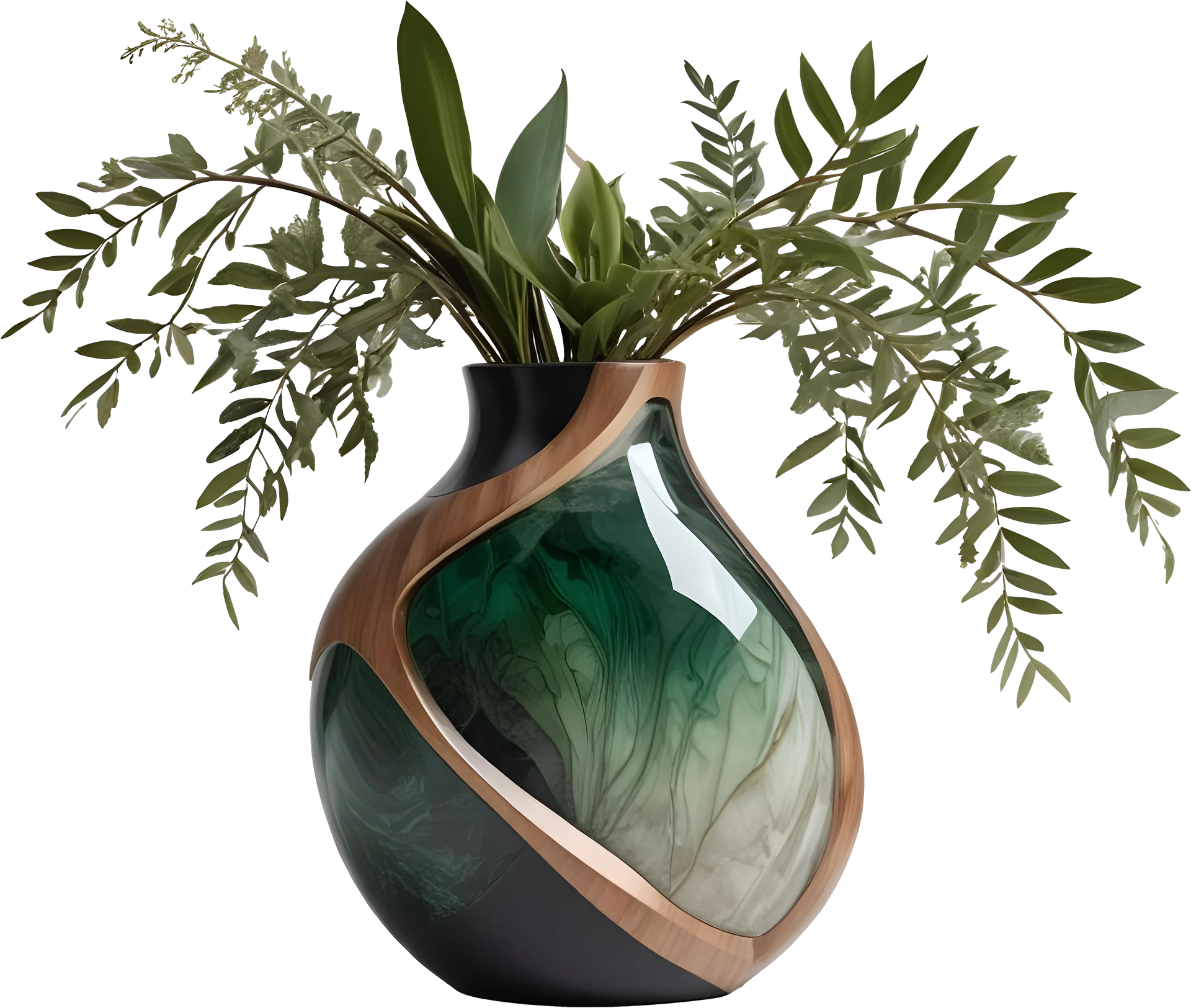 Luxe Botanique – Art Deco Succulent Vase PNG product image (1)