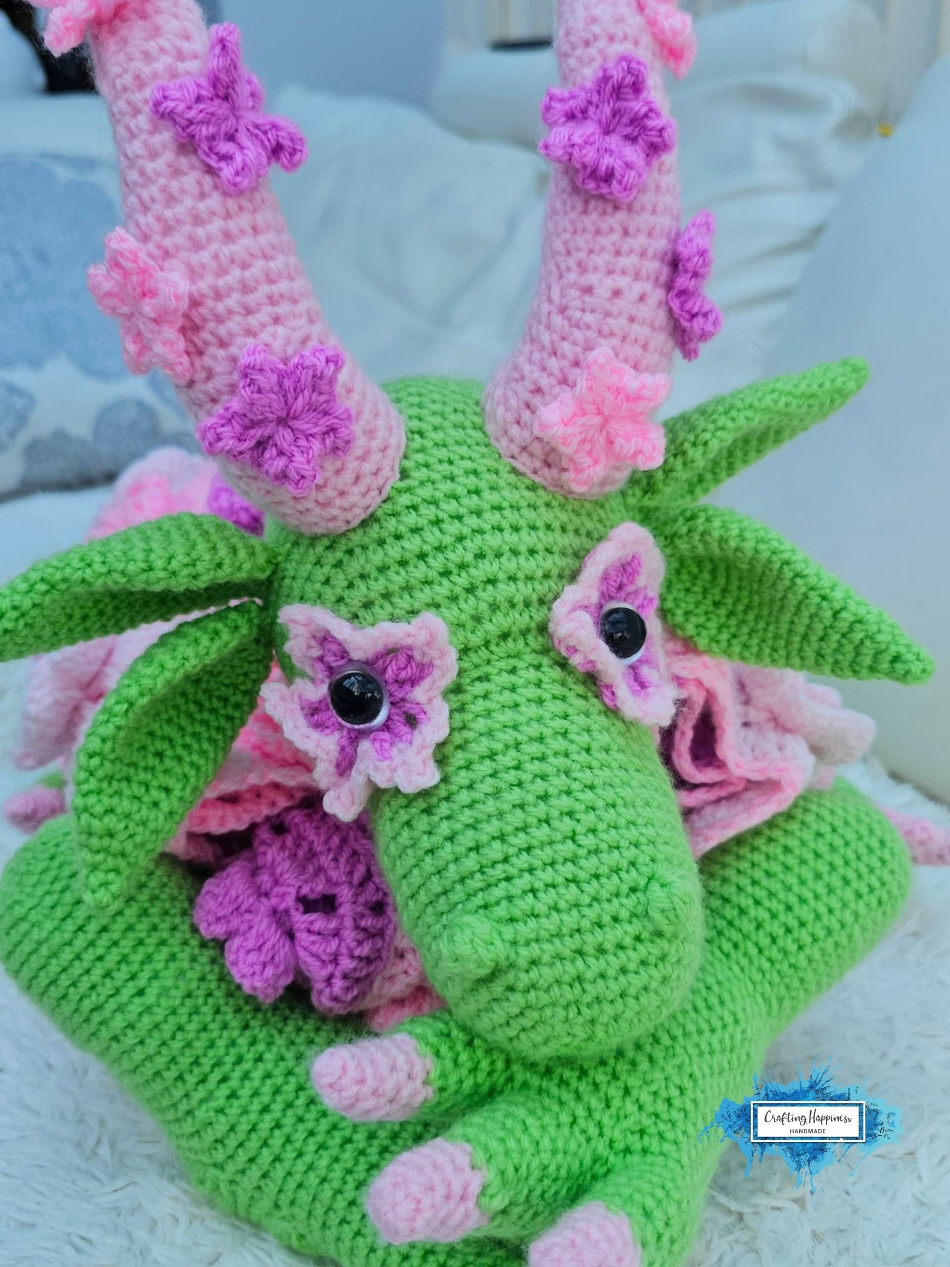 Crochet Flower Dragon Blanket Pattern | Fantasy Fairy Garden Nursery Decor | Mythical Amigurumi Toy | Graph & Written Instructions | pdf product image (11)