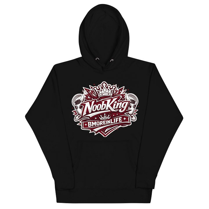 NoobKing x BmoreInLife Maroon & White Hoodie – Custom Gaming Edition product image (2)