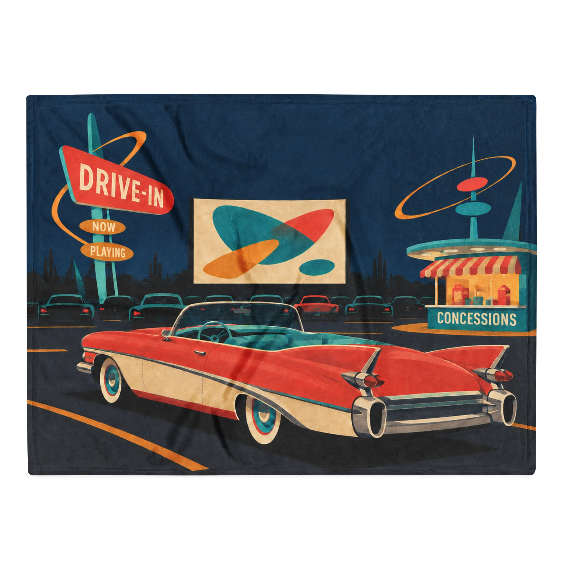 Atomic Drive-In Nights Mid-Century Modern Blanket product image (2)