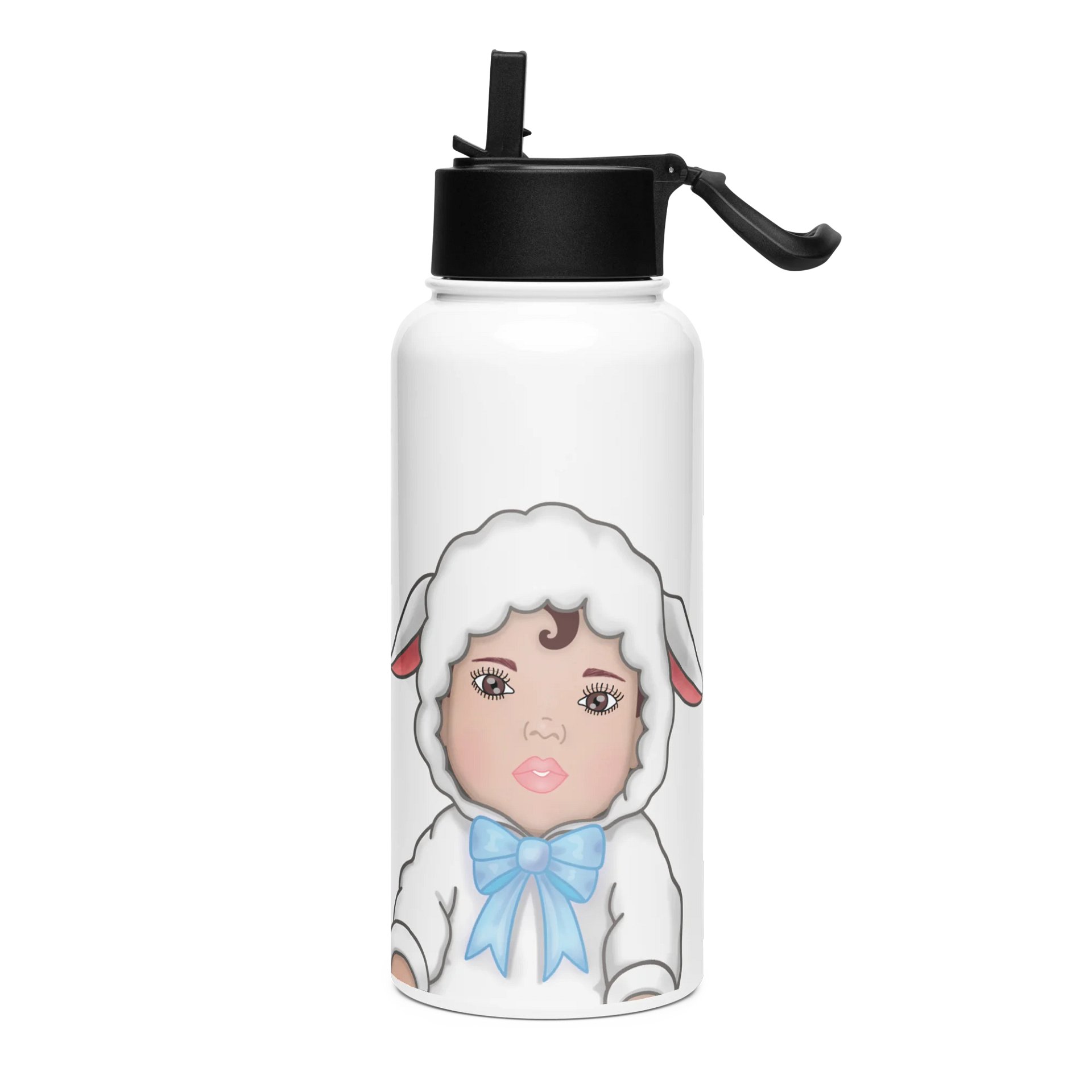 God's Sheep Water Bottle with Straw Lid product image (1)