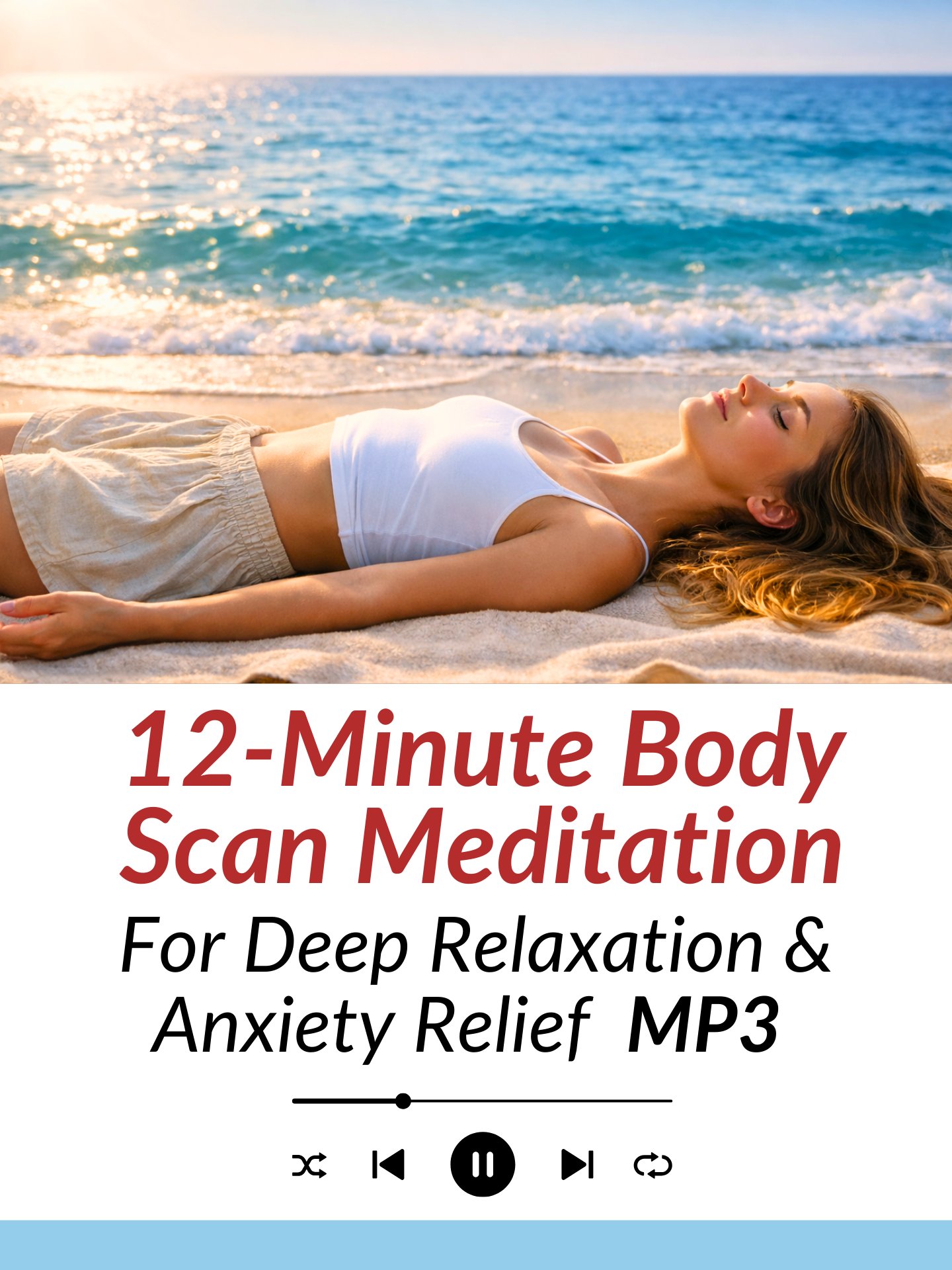 Body Scan Meditation for Deep Relaxation & Anxiety Relief | Ocean Sounds | MP3 Download product image (1)