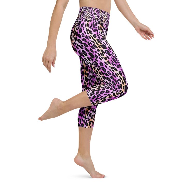 Purple Beige Leopard Capri Leggings product image (1)