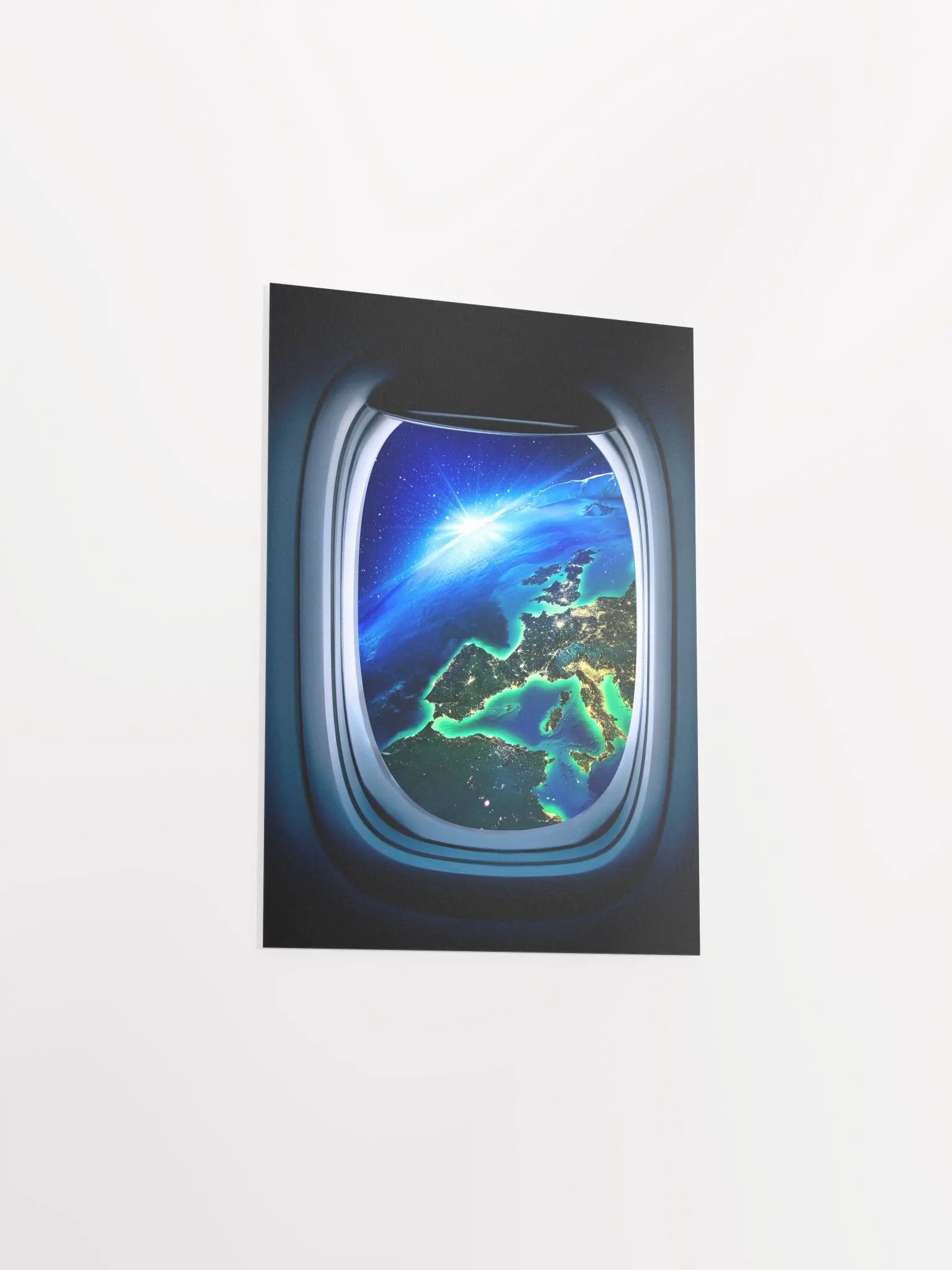Airplane porthole/window and Earth orbit — Photo paper glossy poster. Space poster, space print, travel gift product image (8)