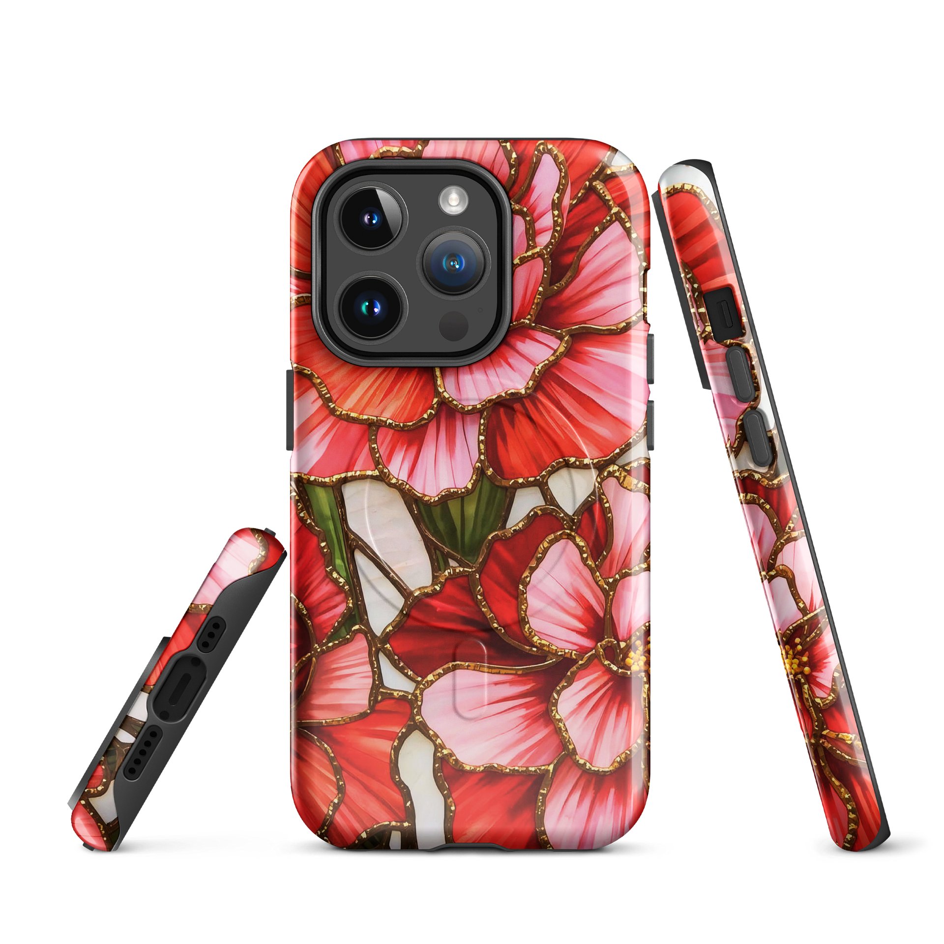 Gilded Blossom Stained Glass MagSafe® Tough iPhone® 14, iPhone 15, iPhone 16, iPhone 17, Pro, Pro Max, Plus Cases. product image (1)
