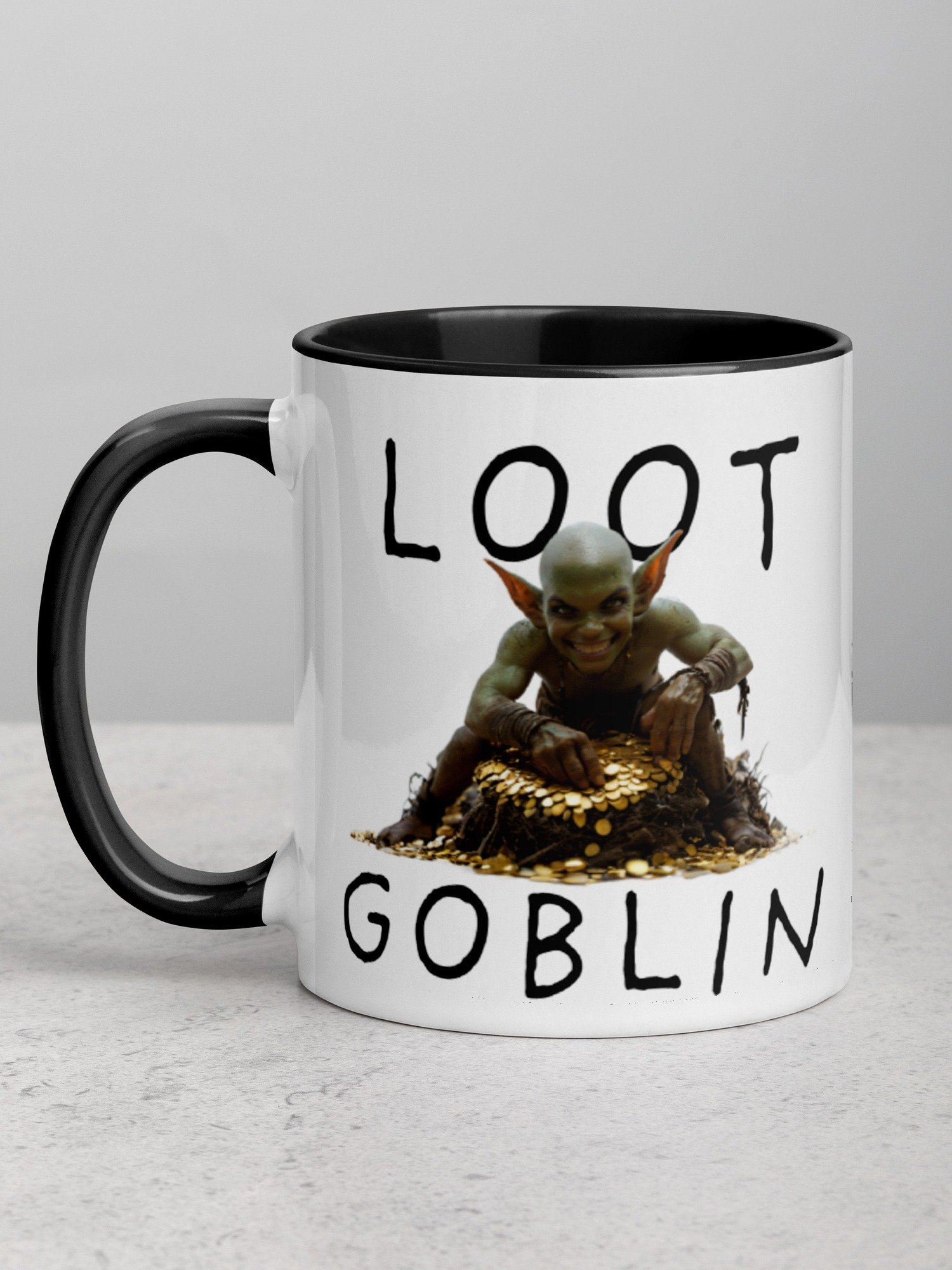 Loot Goblin Funny Fantasy Coffee Mug | Gamer Goblin Gold Hoard Mug | Unique Nerd Gift Mug for RPG Fans product image (1)