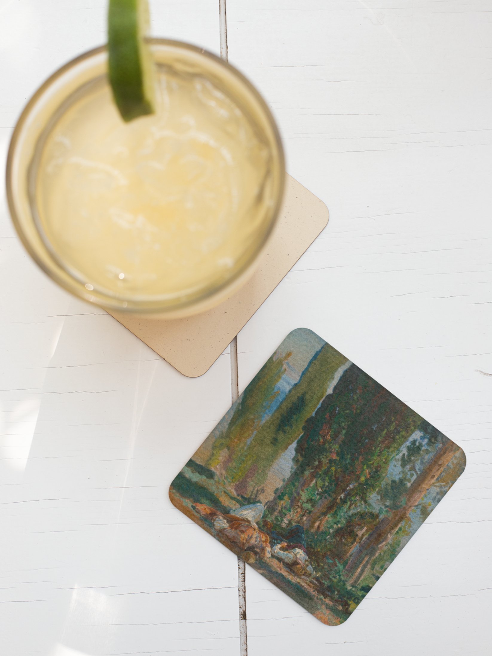 Under the Cypress Trees at Corfu Coaster product image (1)