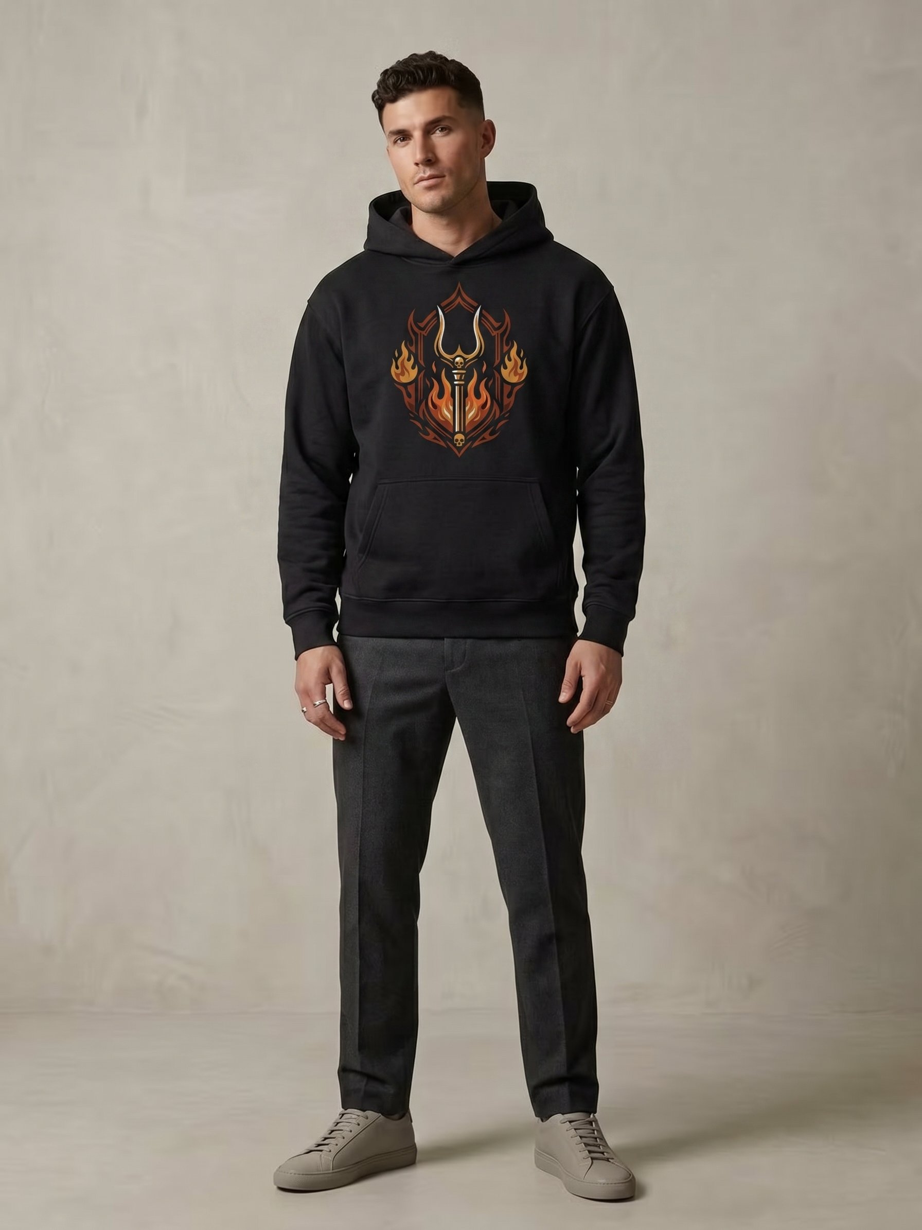 Hades Trident Flame Hoodie – Greek Mythology Streetwear Pullover product image (2)