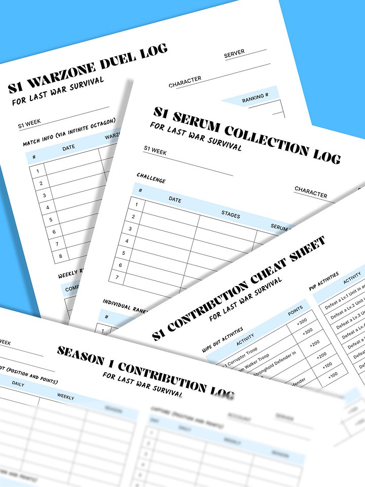 Season 1 Printable Planner Kit for Last War Survival product image (2)