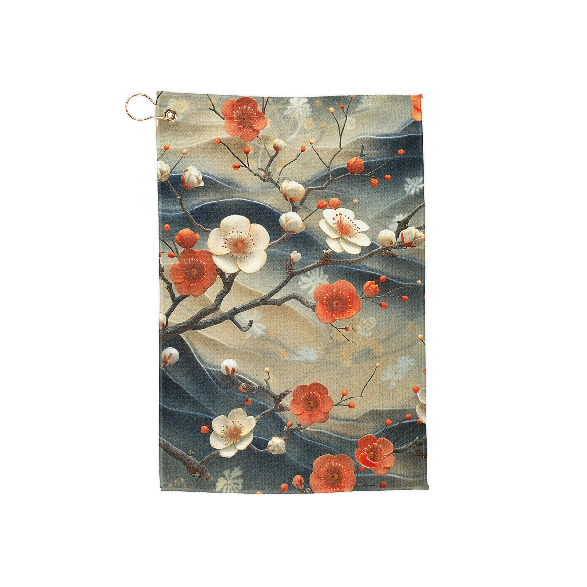 Traditional Japanese Floral Golf Towel - Plum Blossom Aesthetic Microfiber product image (1)