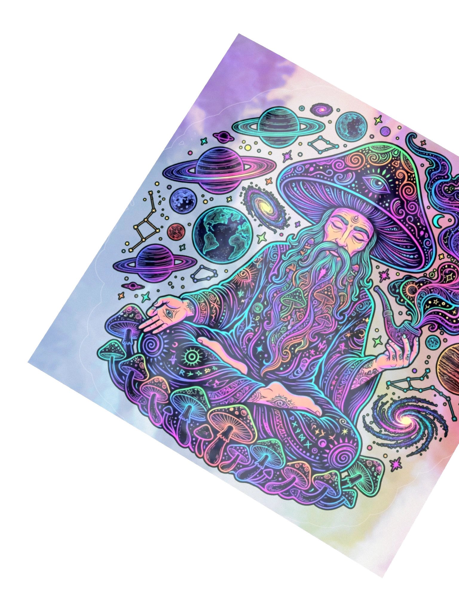 Meditating Mushroom Wizard Sticker product image (2)
