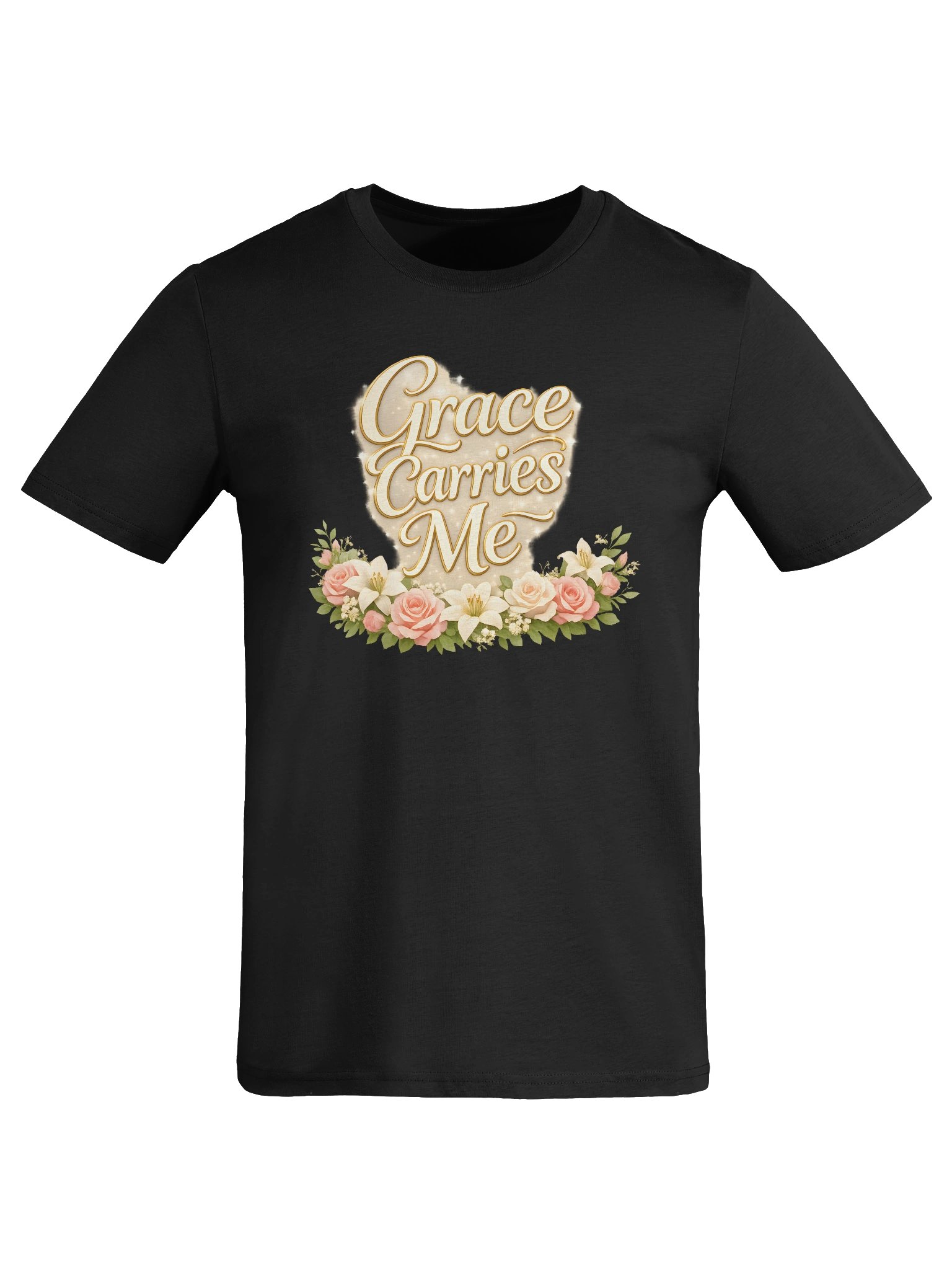Grace Carries Me — Gold Script Floral Tee product image (40)