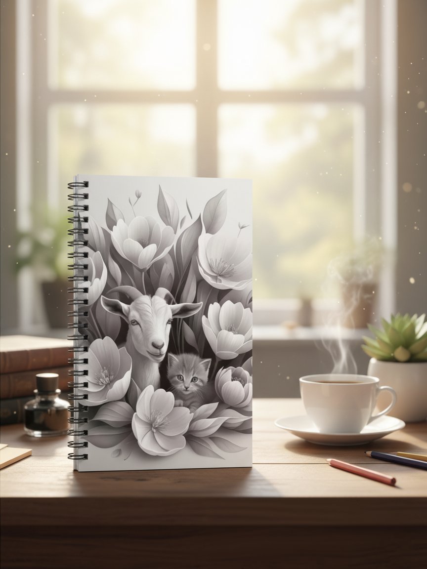 Monochrome Garden Spiral Notebook product image (1)