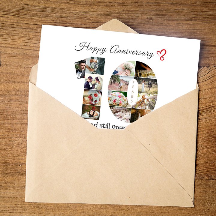 10 Year Anniversary Photo Card Editable Canva Template product image (2)