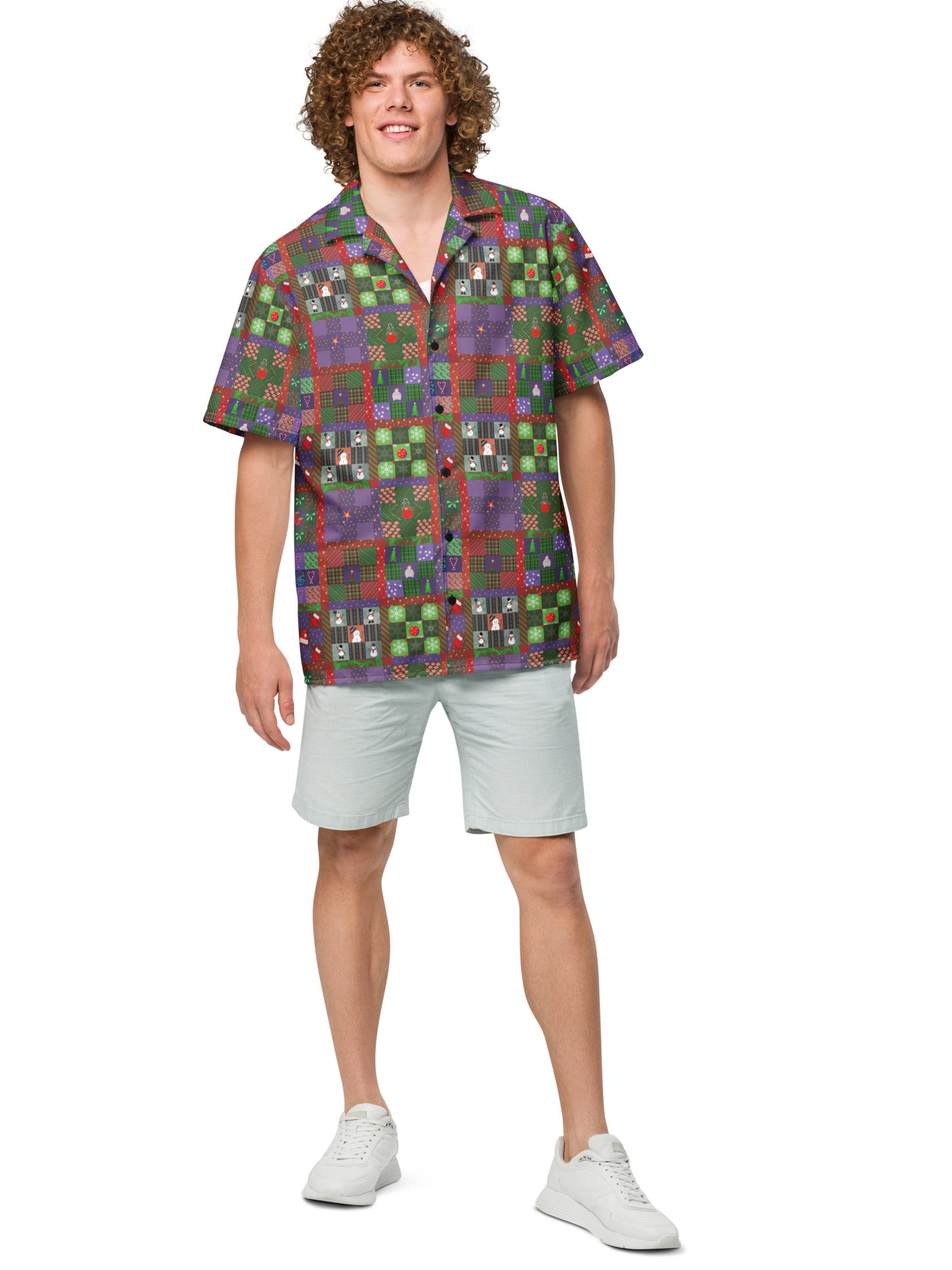 Christmas Patchwork Oversized Button Down Shirt product image (8)