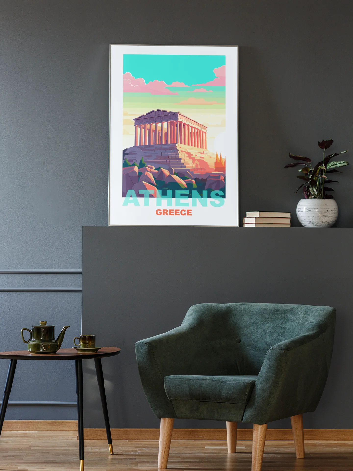 Parthenon Temple on Acropolis Hill Art, Athens Greece Vibrant Sunset Poster, Historic Greek Landmark, Travel Inspired Wall Art Decor product image (2)