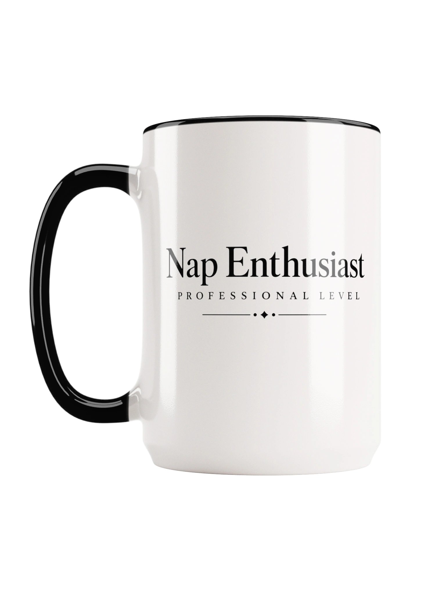 “Nap Enthusiast - Professional Level” — 15 oz Ceramic Mug with Color Inside product image (3)