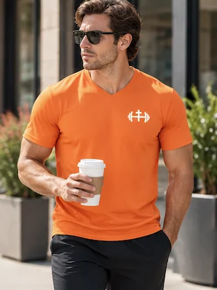 His House Mens Performance V-Neck T-Shirt - Orange by His House