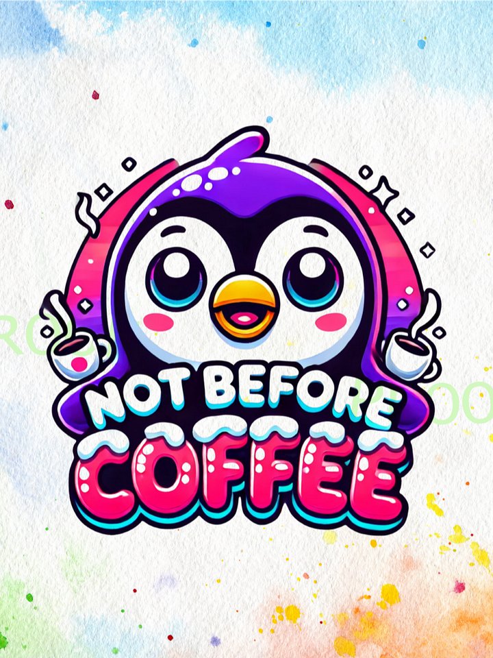Not Before Coffee Penguin – Instant Download Graphic Design product image (1)