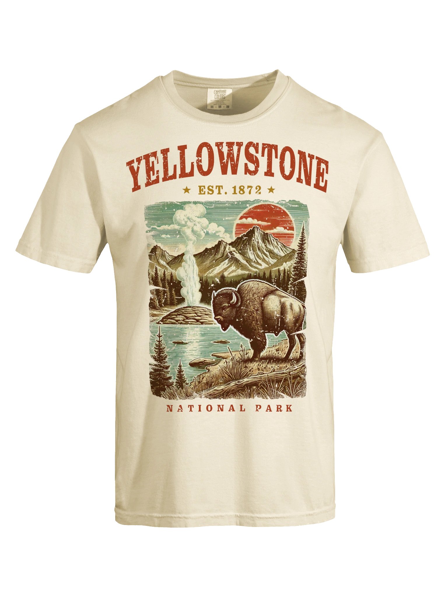 Yellowstone National Park T-Shirt Vintage Wyoming Retro Bison Graphic Tee product image (7)