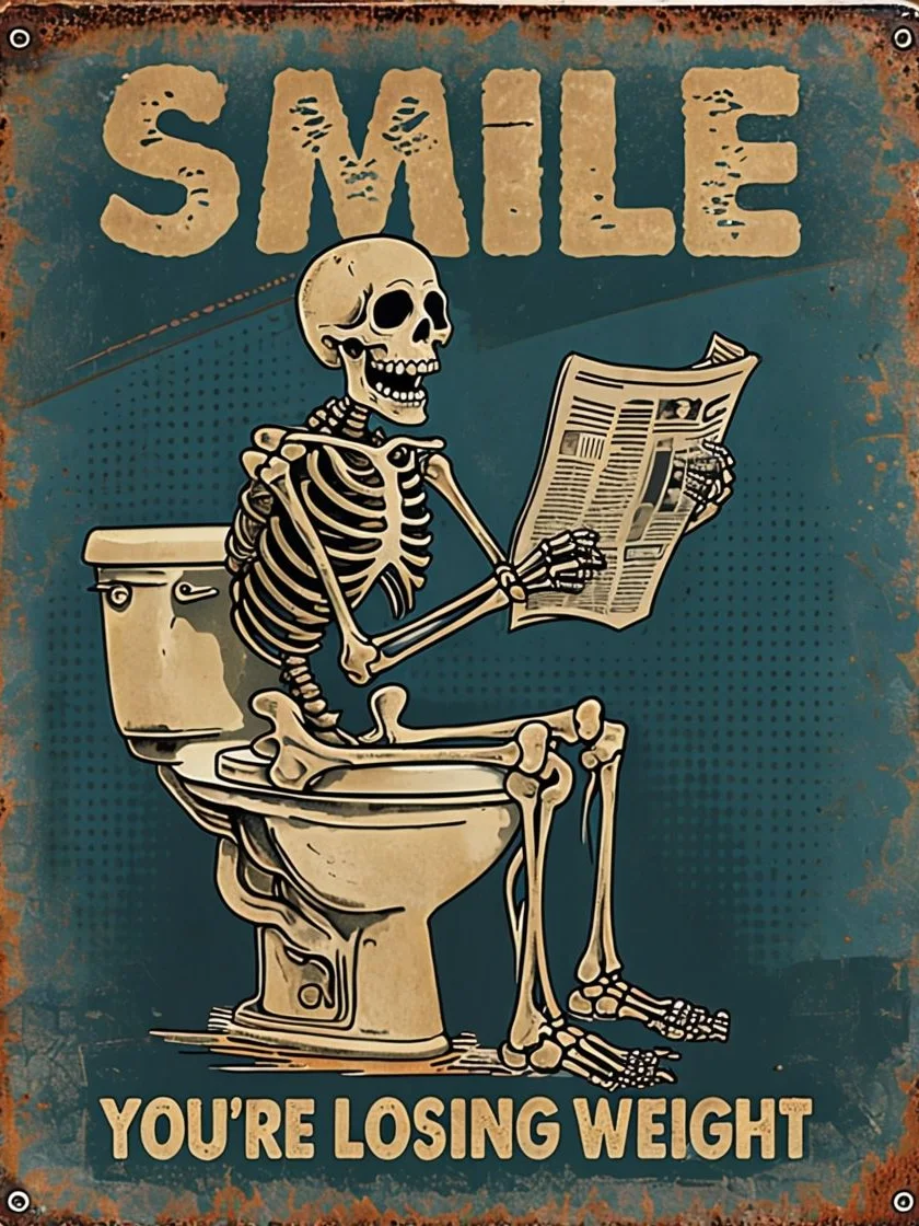 Whimsical Skeleton Toilet Reading Poster product image (1)