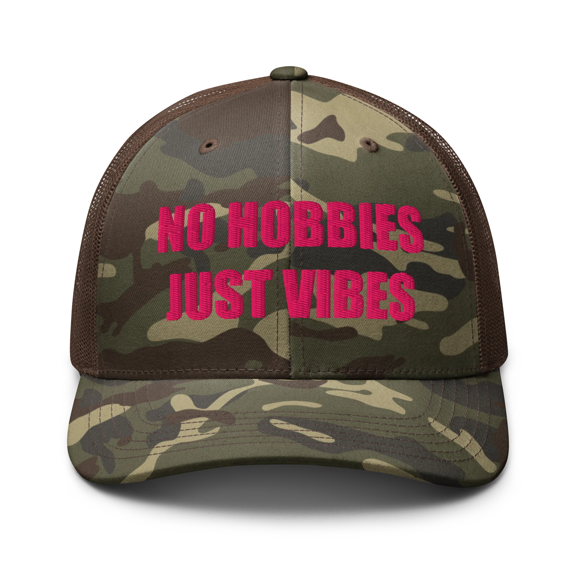 NO HOBBIES JUST VIBES PINK CAMO HAT product image (1)