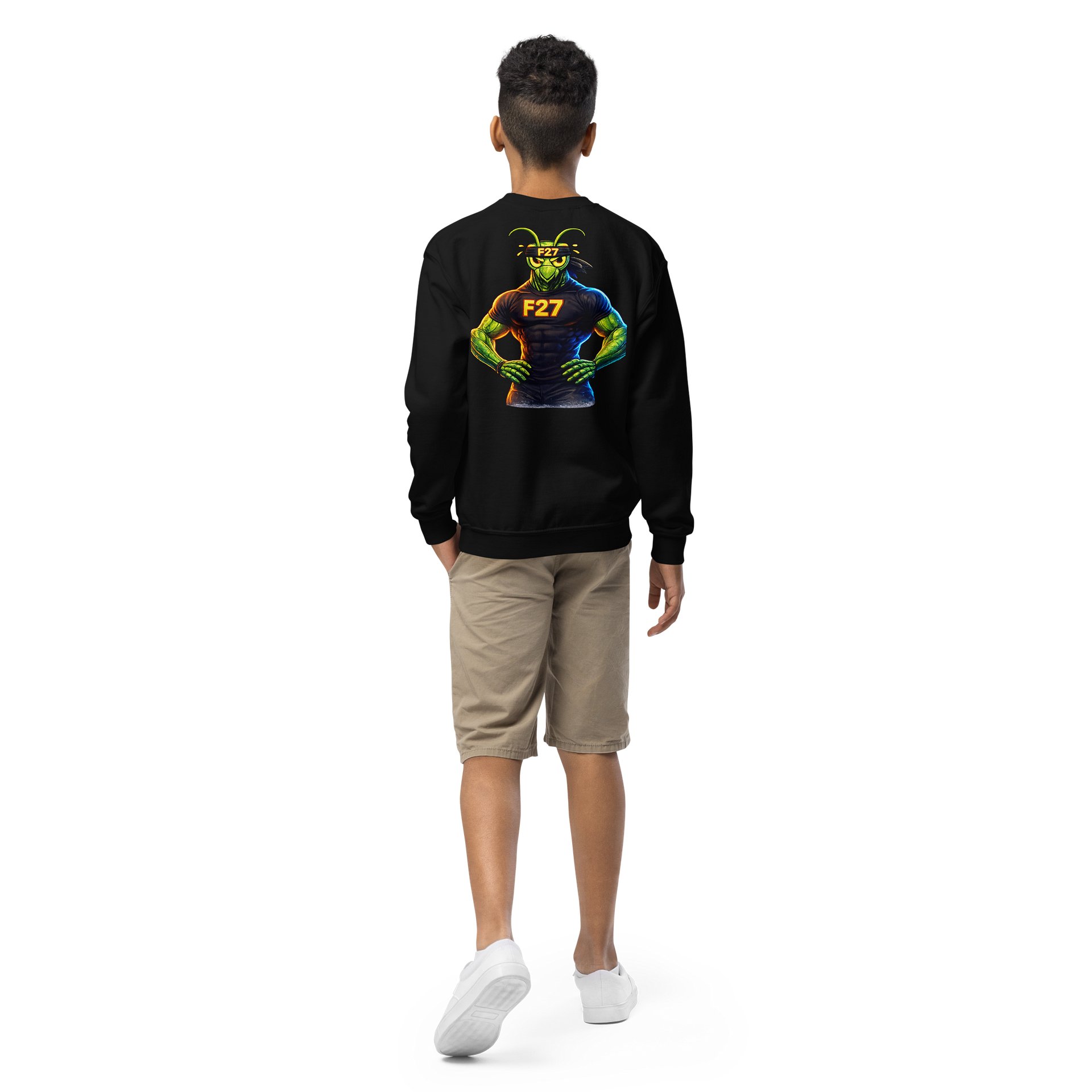 F27 Muscle Mantis Youth Sweatshirt – Built for Focus by FayzieBobs product image (2)