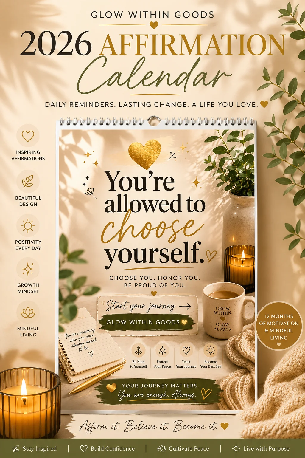Glow Within Goods™ Affirmation Calendar: 365 Days of Purpose product image (2)