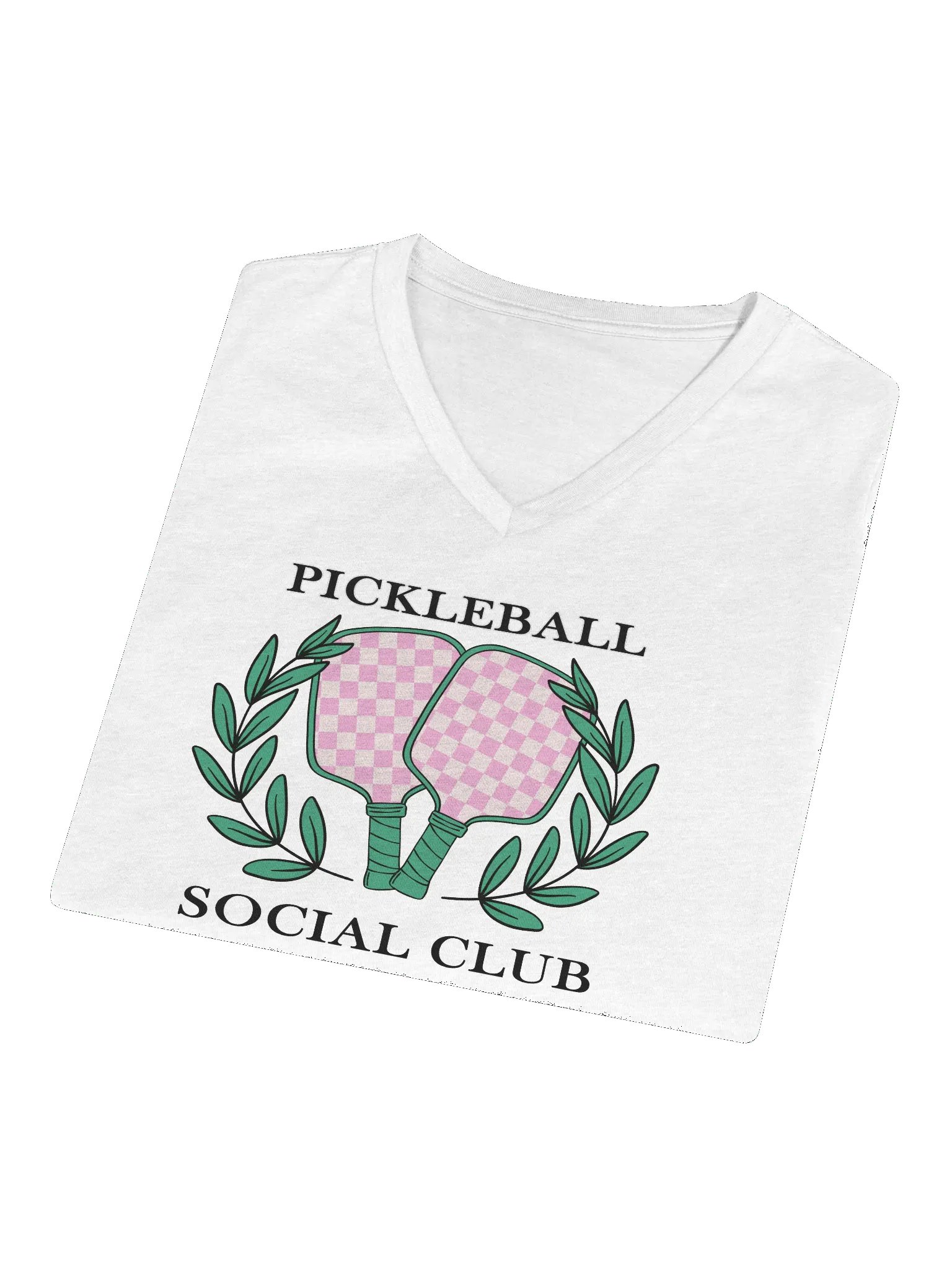 Checkered Pickleball Paddles Women's V-Neck Tee product image (3)