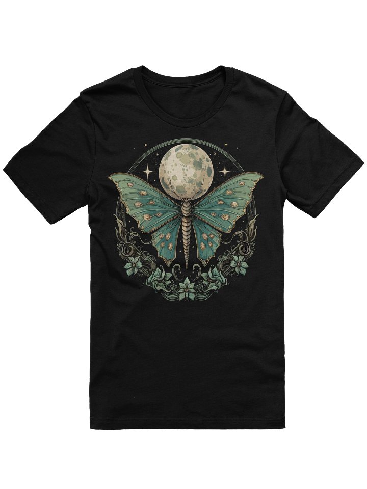 Artistic Lunar Moth Teal Tarot Card T-Shirt for Casual Wear product image (1)