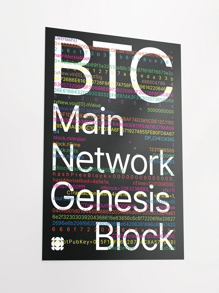 Bitcoin Genesis Block Poster (black) [framed] product image (2)