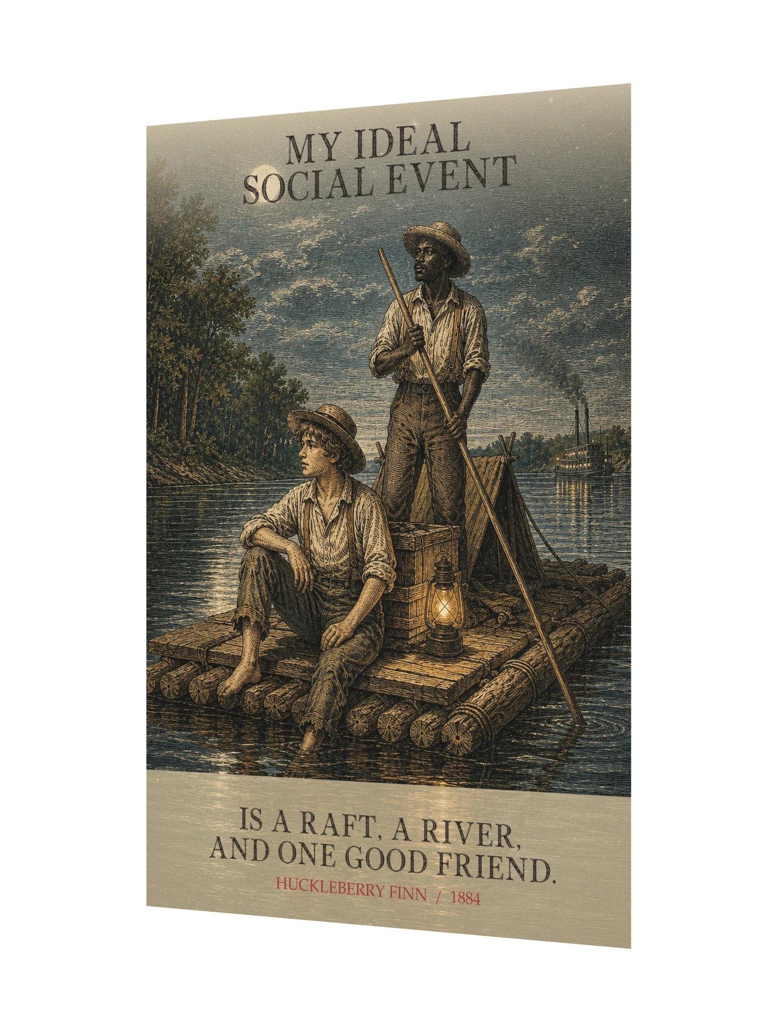 Ideal Social Event Raft River One Good -- Adventures of Huckleberry Finn Art Print product image (11)