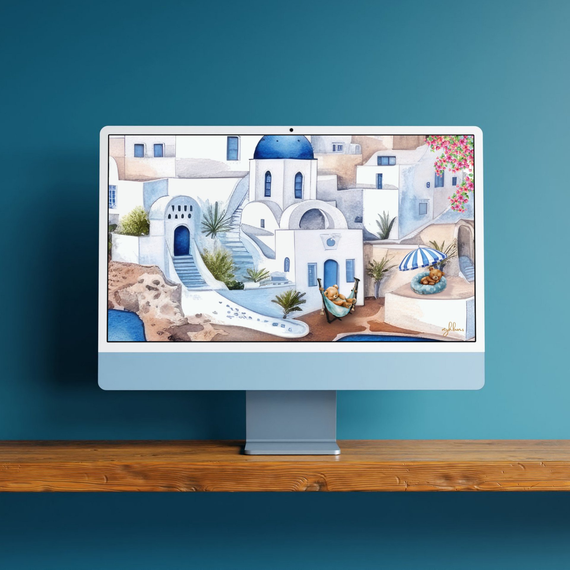Santorini Dreaming Desktop, Laptop & Smart TV Digital Wallpaper | Instant Download | Multiple Resolutions product image (4)