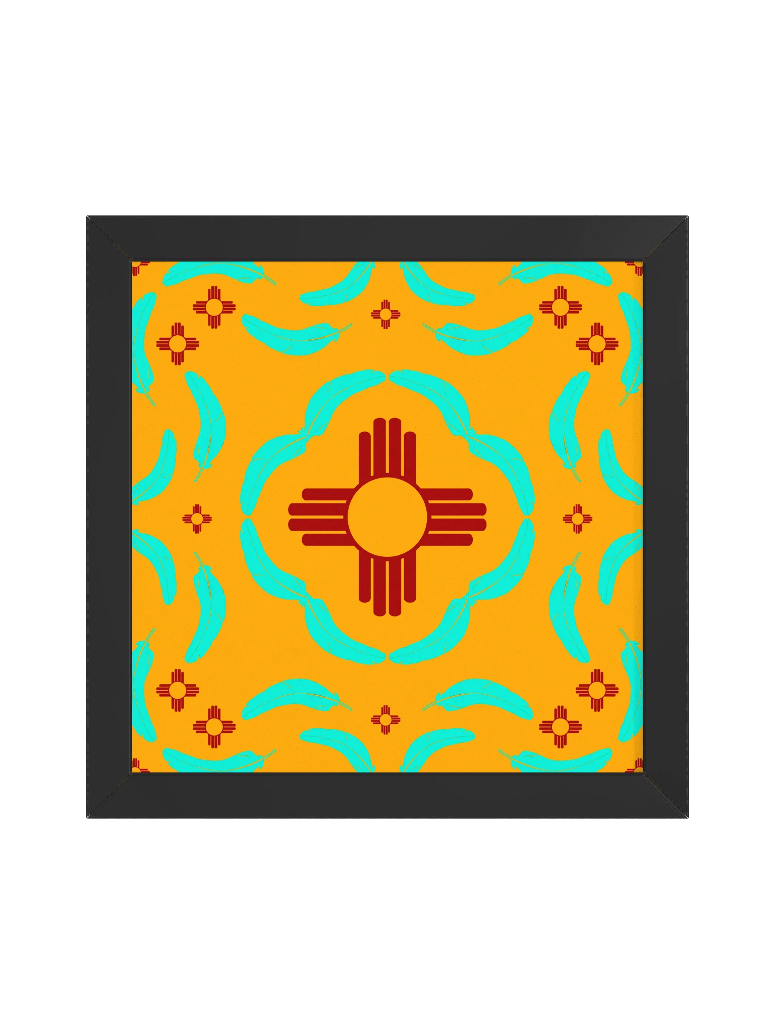 New Mexico Turquoise Feather Zia Sun Pattern Posters product image (3)
