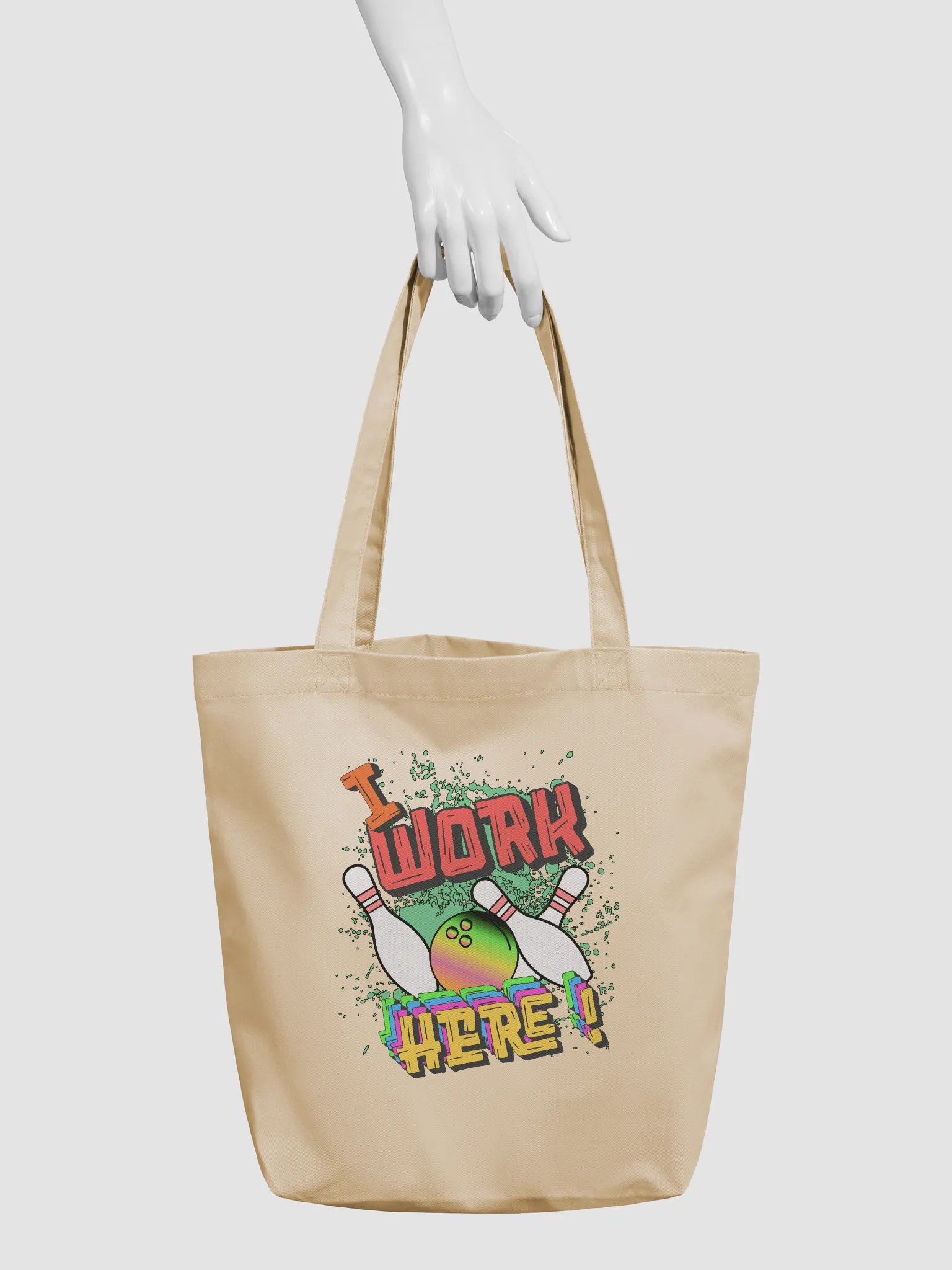 I Work Here Bowling Colorful Statement Tote product image (6)