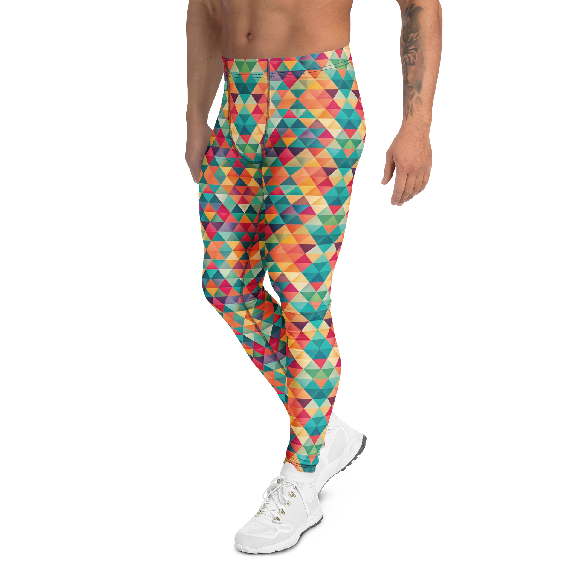 Bold Colorful Geometric Triangles Men's Leggings product image (4)