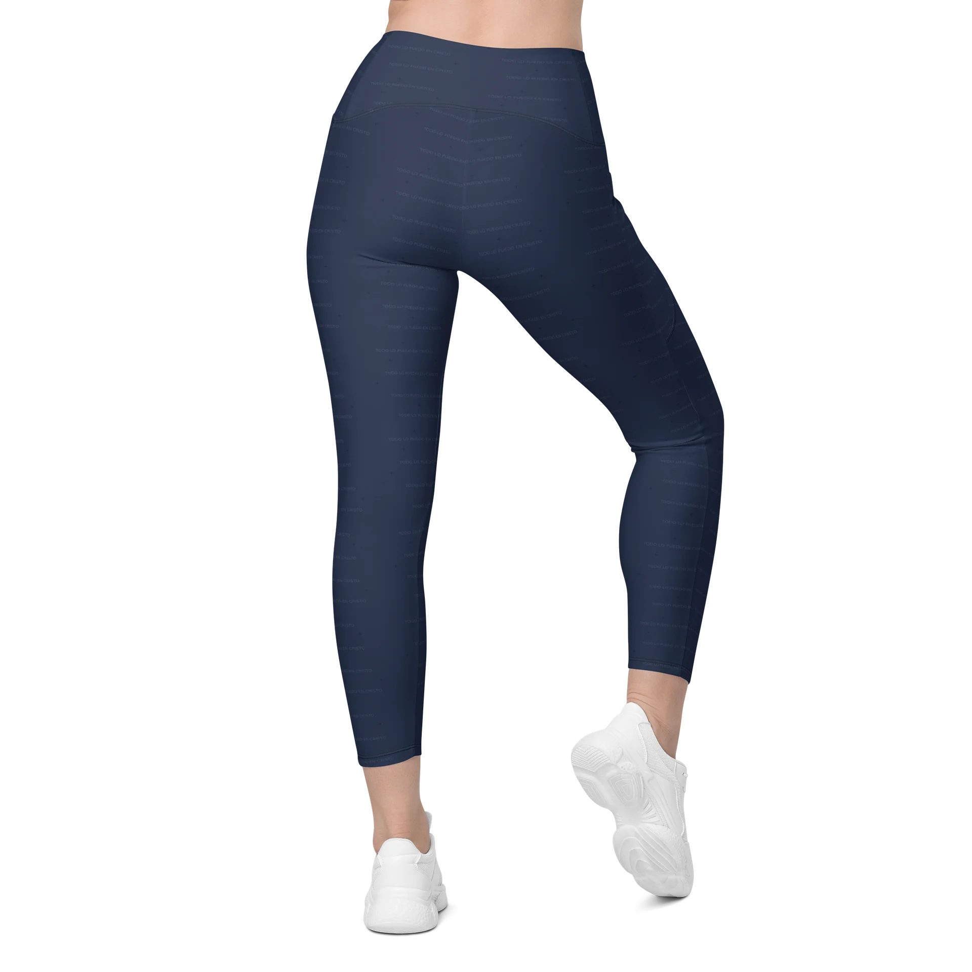 Crossover Leggings with Pockets — Women Who Lift (Navy) product image (2)