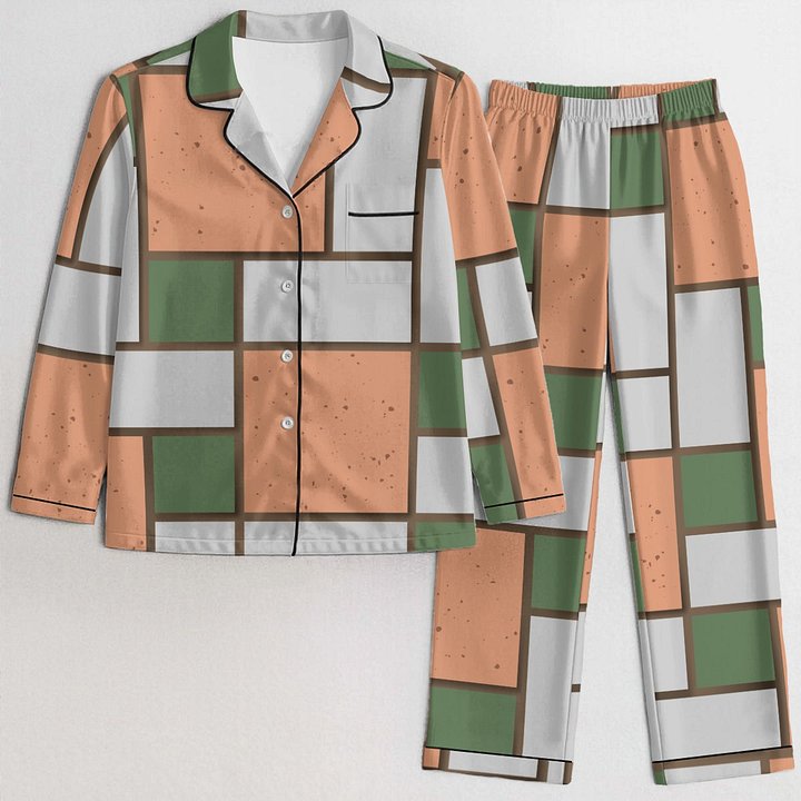 Sage & Peach Geometric Plaid Pajama Set product image (1)