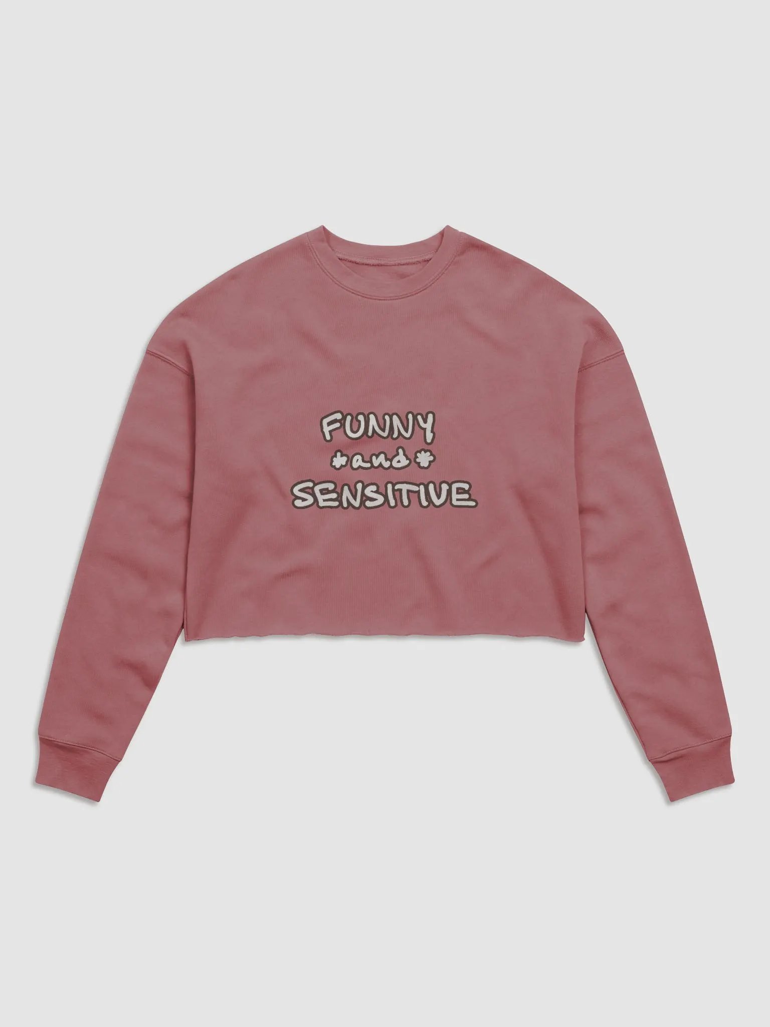 FUNNY *and* SENSITIVE (lined design, #503E36) women’s fleece crop sweatshirt product image (18)