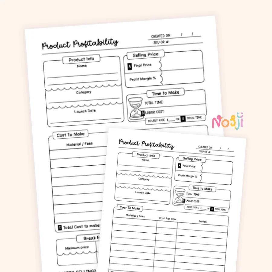 Product Profitability Printable Product Pricing Worksheet product image (1)