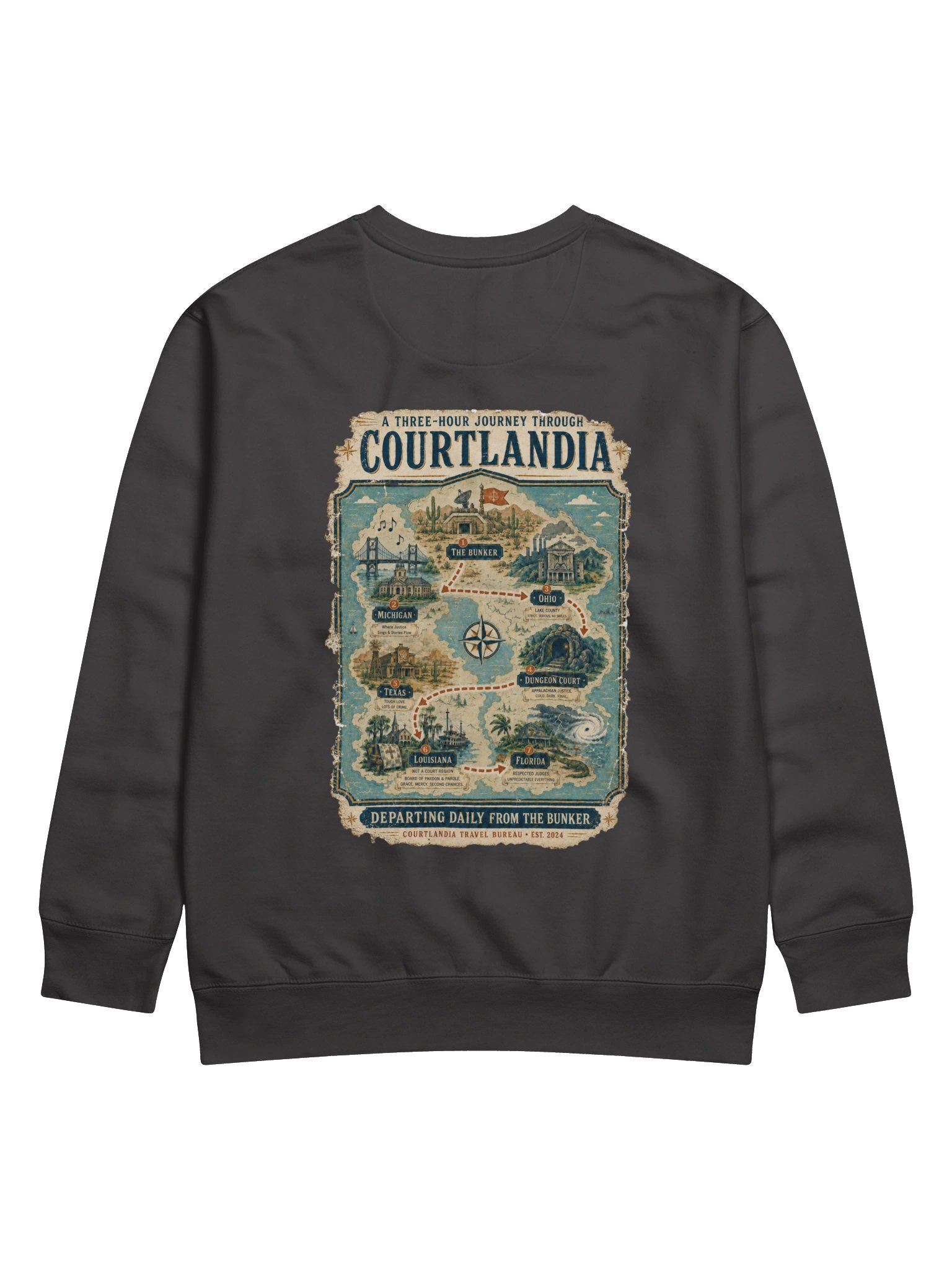 Courtlandia Travel Bureau Vintage Tourist Map Sweatshirt product image (19)