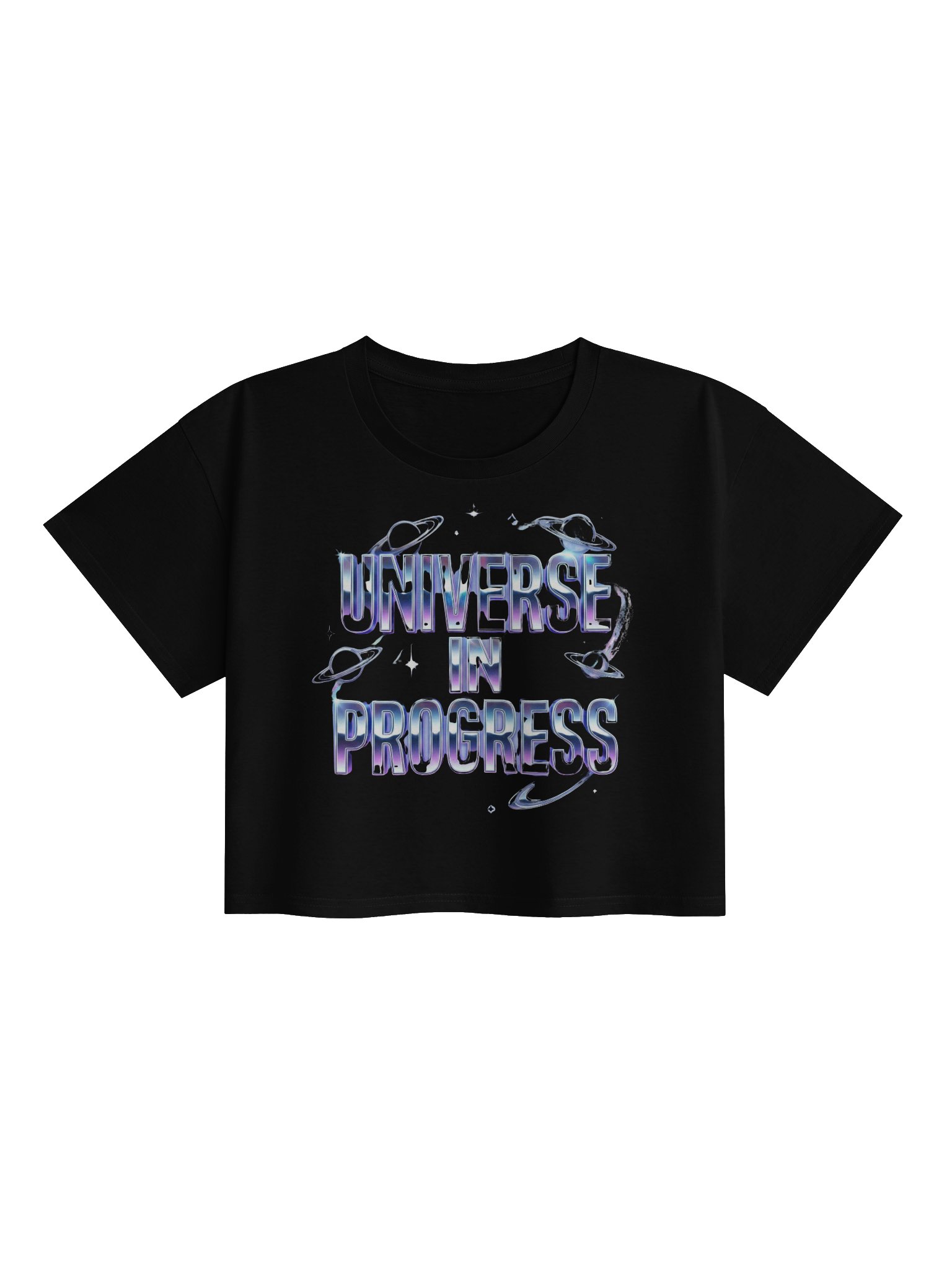 Universe In Progress – Chrome Cosmic Crop Top product image (2)