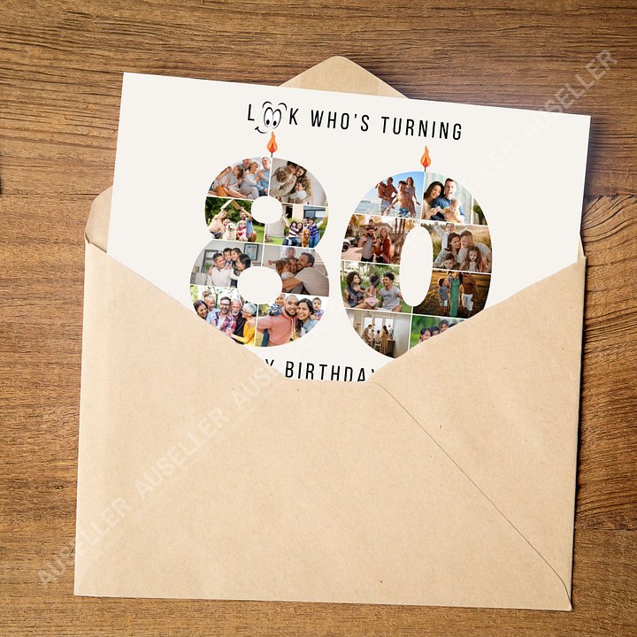80th Birthday Number Photo Card Canva Template product image (2)