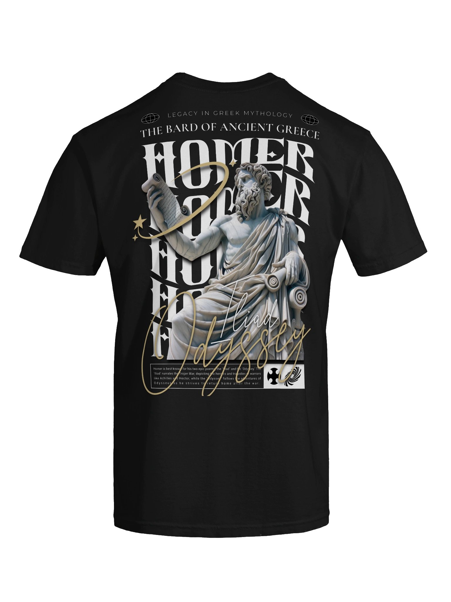 Homer Iliad Odyssey Graphic Tee - Greek Mythology Statue Vintage Oversized Streetwear T-Shirt product image (2)