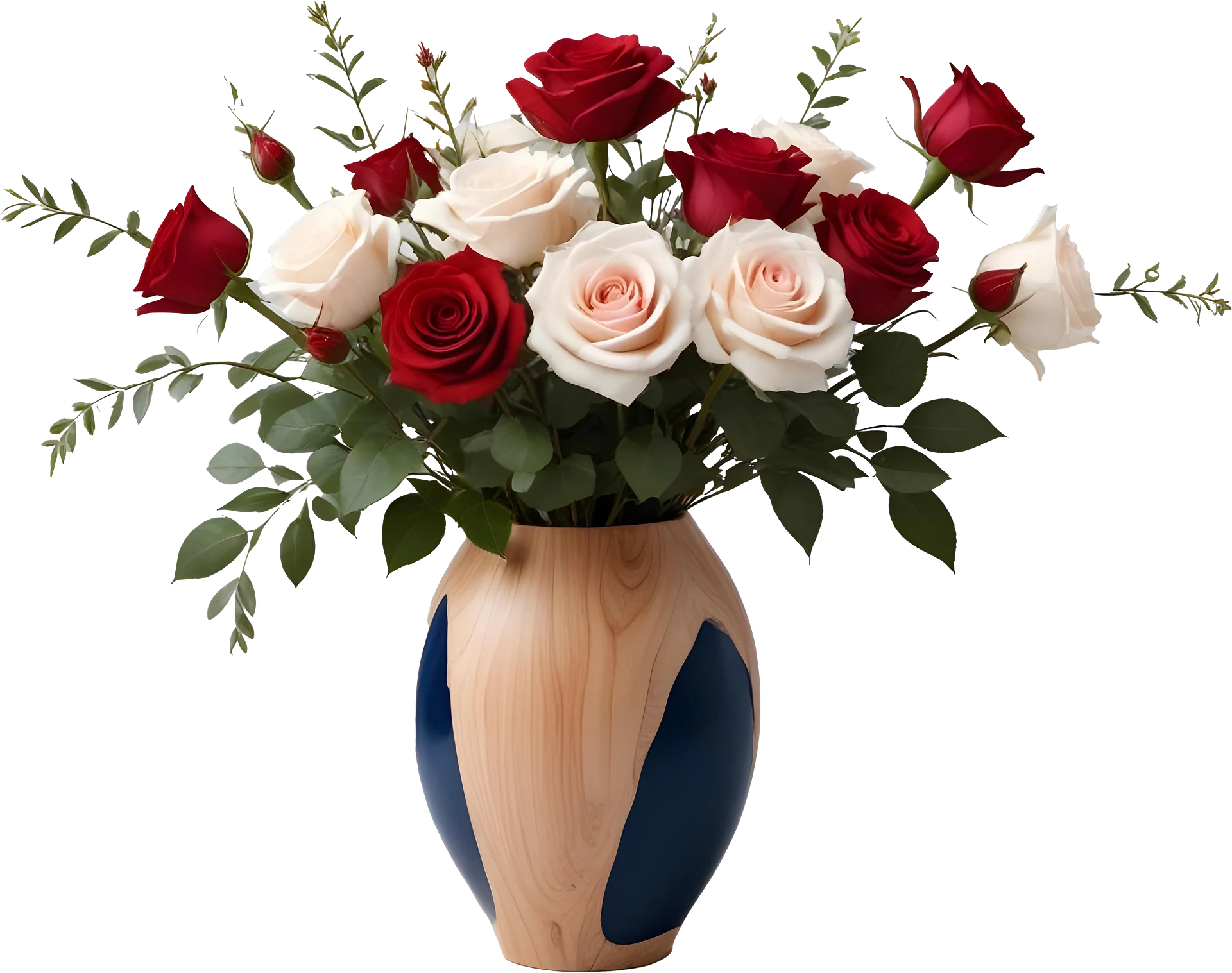 Timeless Elegance – Navy and Wood Rose Vase PNG product image (1)